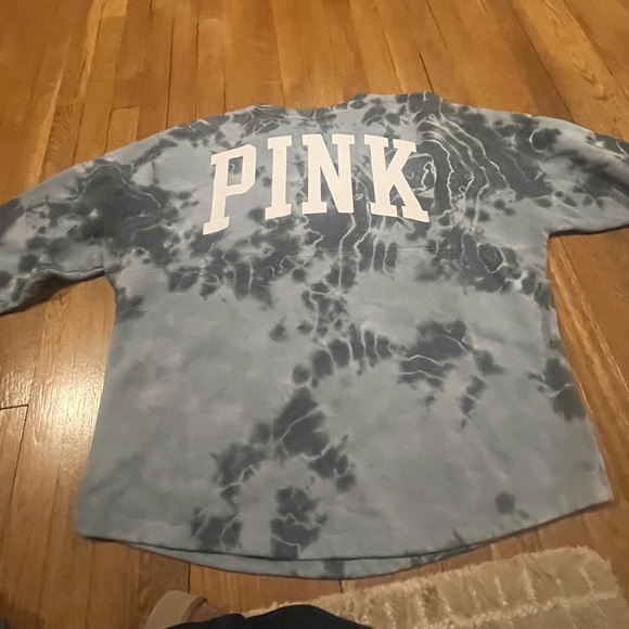 XL Victoria’s Secret PINK Gray Tie-Dye Long Sleeve Shirt - Picture 5 of 7